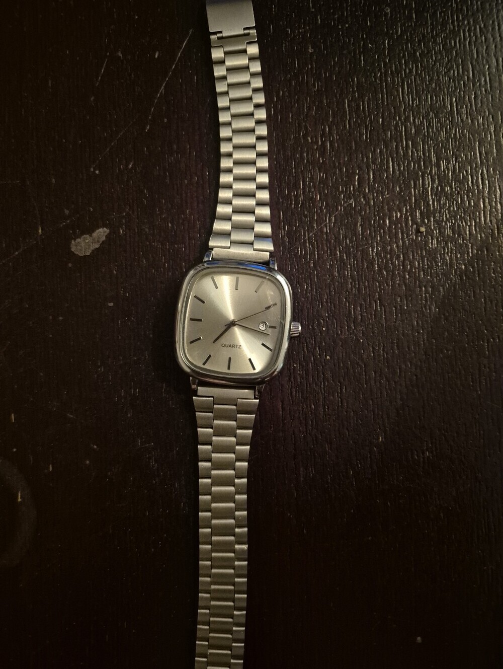 Silver Men’s Quartz Square Watch with Stainless Steel Bracelet